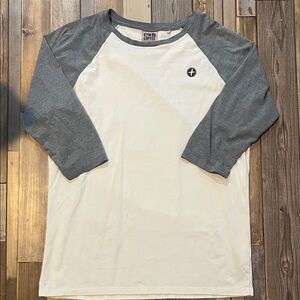 Gym+Coffee Gray and White Raglan Shirt